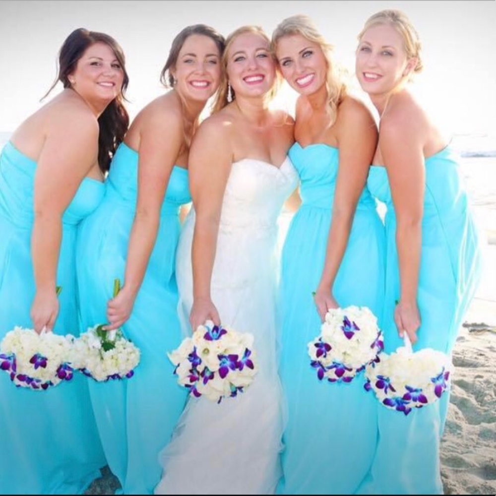 Dove and Dahlia Aqua Bridesmaid Maxi Dress